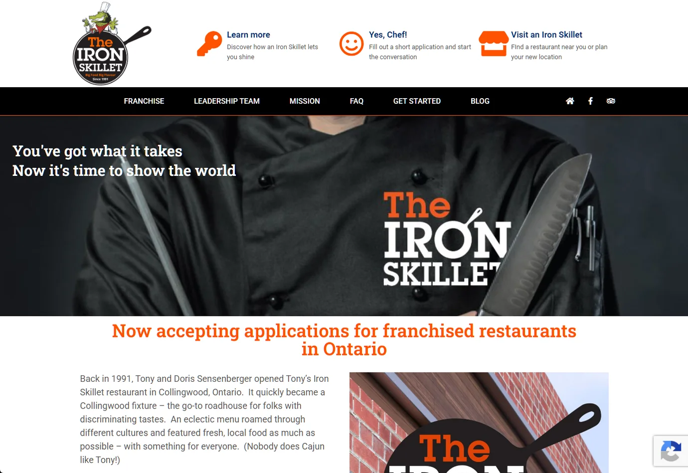 My Iron Skillet, Franchising website