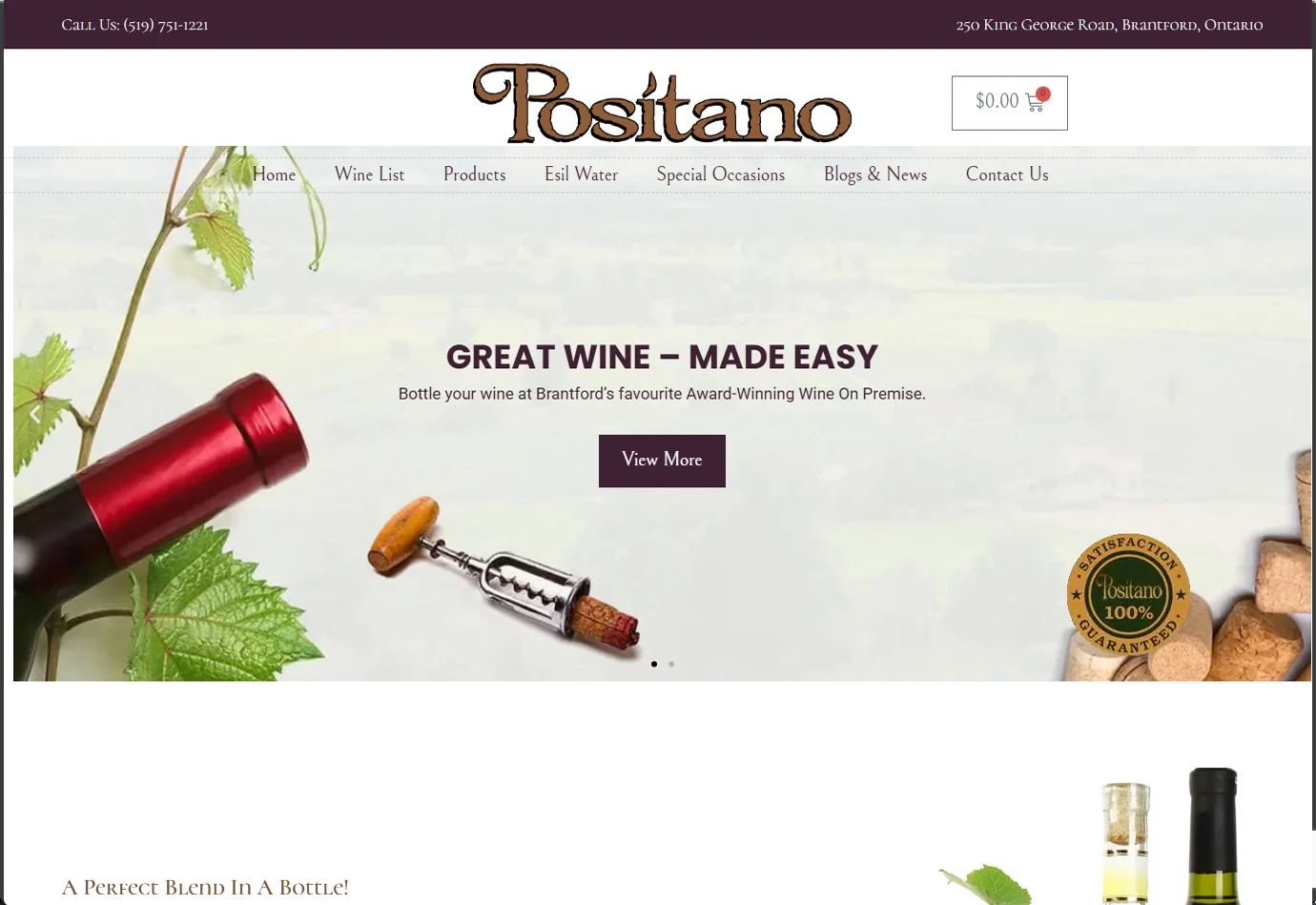 Positano Wine website